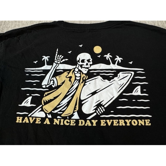 Call Your Mother Men’s Large Surfing Skeleton Graphic T Shirt graphic tee Black - Picture 2 of 7